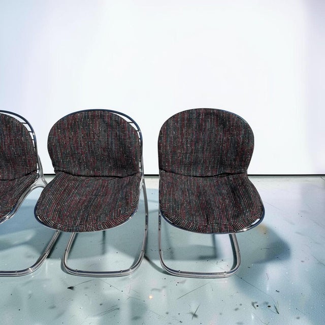 Mid-Century Italian Sabrina Chrome Chairs by Gastone Rinaldi for Rima, 1970s - Set of 4 For Sale - Image 9 of 14