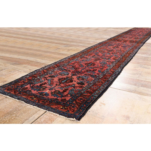 Pink Pink Antique Persian Lilihan Rug Runner, 02'07 X 20'01 For Sale - Image 8 of 10