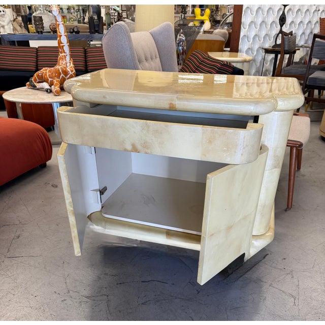 1980s 1980s Enrique Garcel for Jimeco Goatskin Lacquered Night Stands, A Pair For Sale - Image 5 of 18