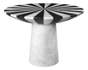 New Modern Side Table in White and Black Marble Creator Jacopo Simonetti