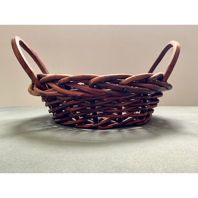 Vintage Natural Wicker Handled Basket For Sale In Jacksonville, FL - Image 6 of 8