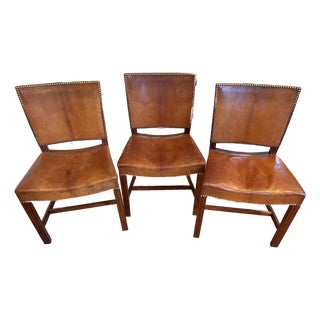 Late 20th Century Two Sets of Three Klint “The Red Chairs” Per Set. Model 3949 Designed by Kaare Klint, Executed by Rud Rasmussen For Sale
