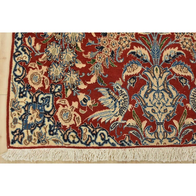 Nain Rug 2’8” X 2′ Red Wool/Silk Vintage Traditional Hand-Knotted Carpet For Sale In Philadelphia - Image 6 of 8