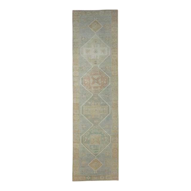 Turkish Oushak Rug 3'8" x 13'7" #18042 For Sale