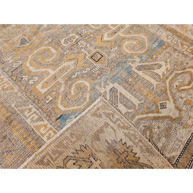 19th Century Caucasian Shirvan Perpedil Area Rug in Camel Hair, Ivory & Green For Sale - Image 9 of 16