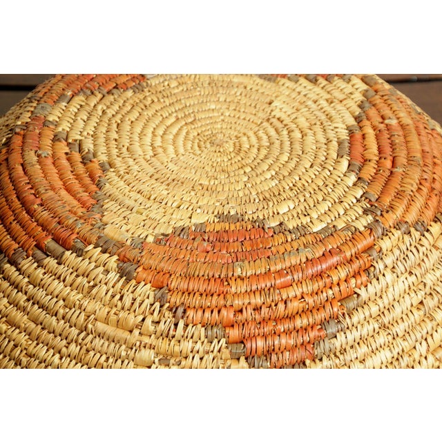 Large American Western Basket Vintage Woven Reed 1950s For Sale - Image 10 of 12