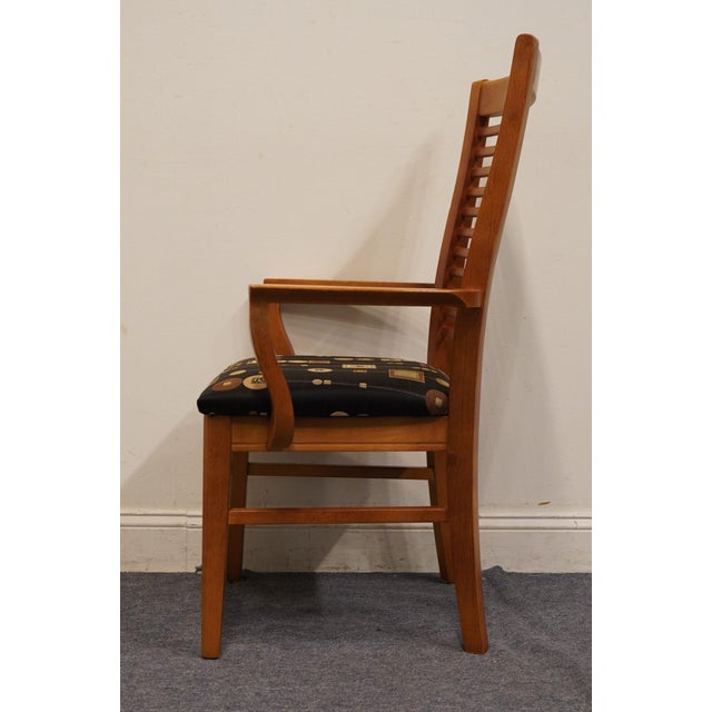 Brown Bassett Furniture Cherry Contemporary Mission Style Dining Arm Chair For Sale - Image 8 of 9
