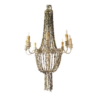 Boho Chic Beaded Sea Shell Chandelier For Sale