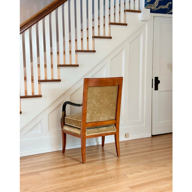 Late 20th Century Neoclassical Style Armchair in Champagne Chenille Velvet With Gilt Fish Motifs For Sale - Image 10 of 16