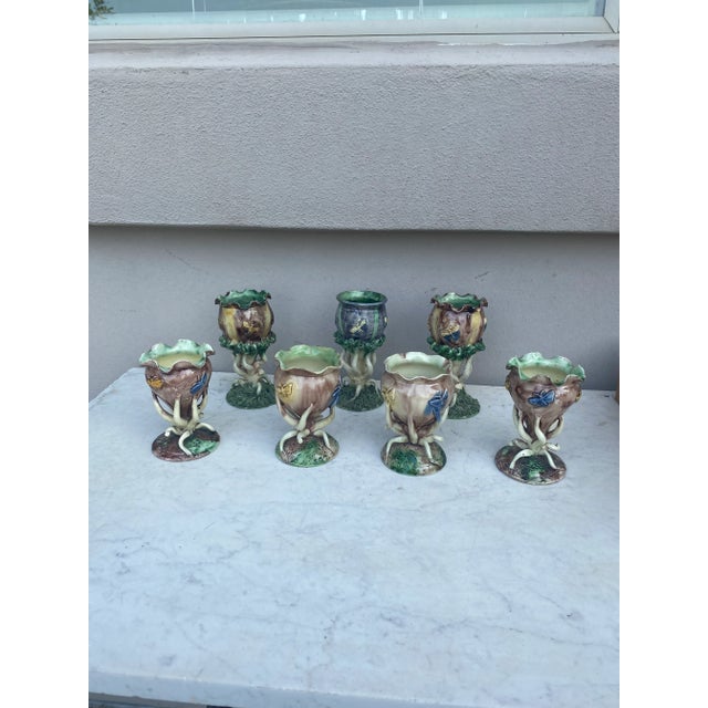 Majolica Palissy Vases With Butterflies Thomas Sergent, Circa 1880-A Pair For Sale - Image 4 of 6