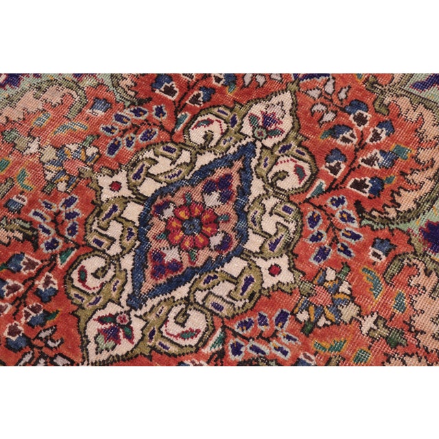 1980s Shabby Chic Persian Kashan Blue/Beige Wool Rug - 8'3'' X 11'2'' For Sale - Image 5 of 10