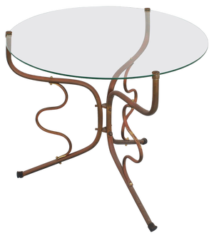 Mid-Century Round Coffee Table in Brass and Glass, Italy, 1950s