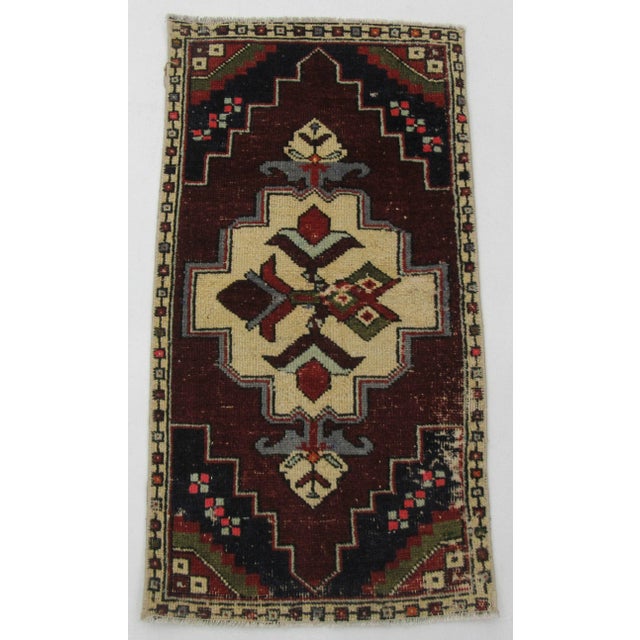 Vintage Turkish Mini Rug For Sale - Image 4 of 4