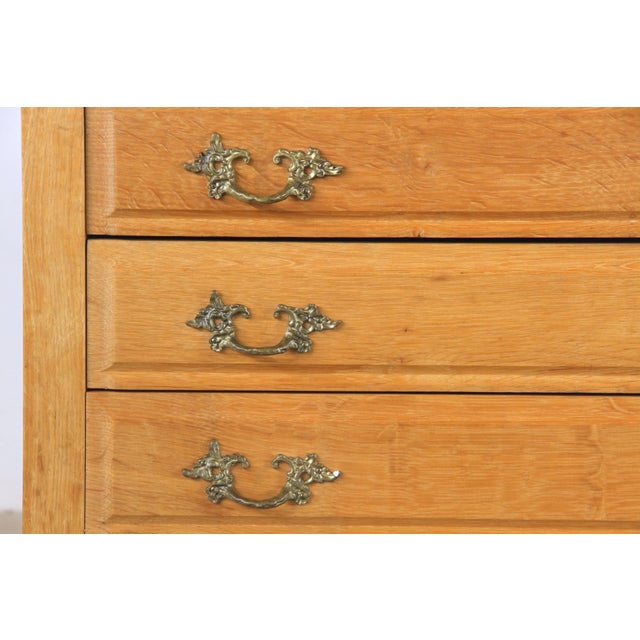 Brown Vintage Danish Oak 3-Drawer Side Table in the style of Henning Kjærnulf, 1960s For Sale - Image 8 of 17