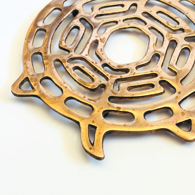 Mid 20th Century Vintage Brass Turtle Trivet For Sale - Image 5 of 7