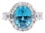 6Ct Blue Zircon Ring With Natural Diamond Accents: Solid 14k Gold, Oval 11x8mm, Size 6.75 For Sale