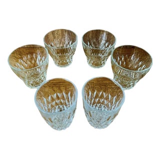 Vintage Diamond Cut Water Glasses from Vereco Duralex, France, 1950s, Set of 6 For Sale