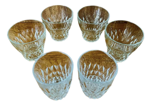 Vintage Diamond Cut Water Glasses from Vereco Duralex, France, 1950s, Set of 6