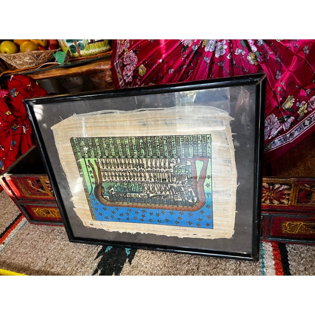 Glass Vintage Egyptian Hieroglyphs Framed Artwork For Sale - Image 7 of 9