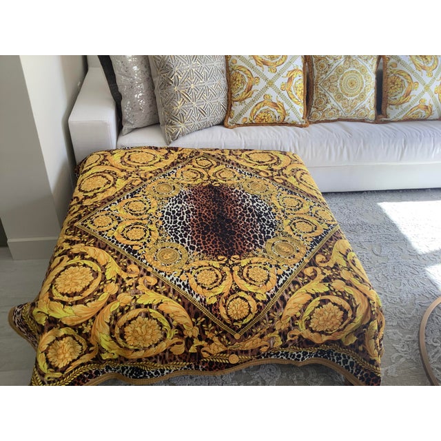 Alterier Versace Custom Made Barocco Animal Print Velvet Throw - 55”55” For Sale - Image 9 of 13
