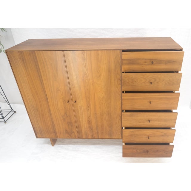 Mid-Century Modern Solid Walnut Chiffonier 5 Drawers Dresser Two Doors Compartment Mid Century MINT For Sale - Image 3 of 18
