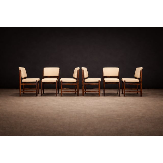 Mid-Century Modern Set of 6 of “Marco” Chairs in Rosewood & Leather, Sergio Rodrigues, 1960s For Sale - Image 3 of 9