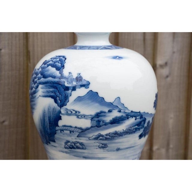 20th Century Chinese Blue and White Kangxi-Style Meiping Porcelain Vase For Sale - Image 11 of 18