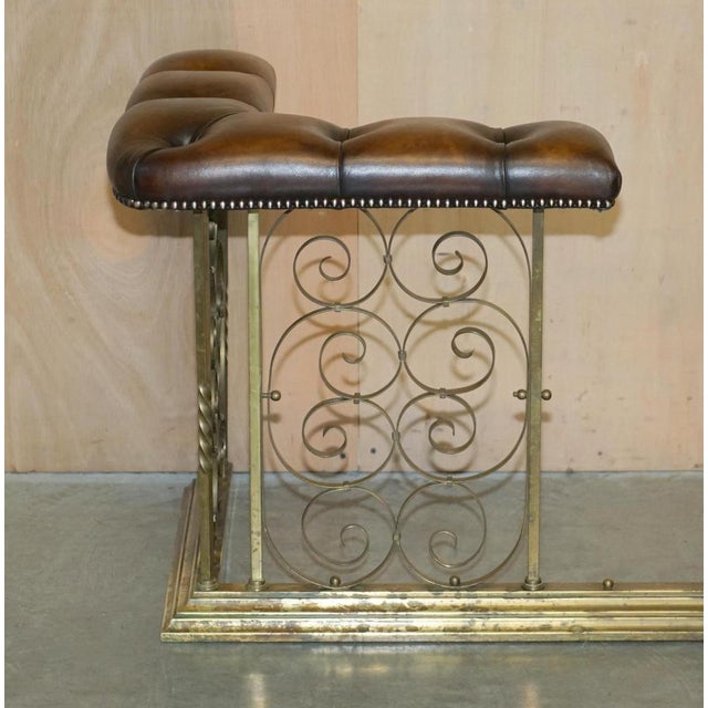 Antique Club Fender with Brown Leather Chesterfield Seats For Sale - Image 4 of 18