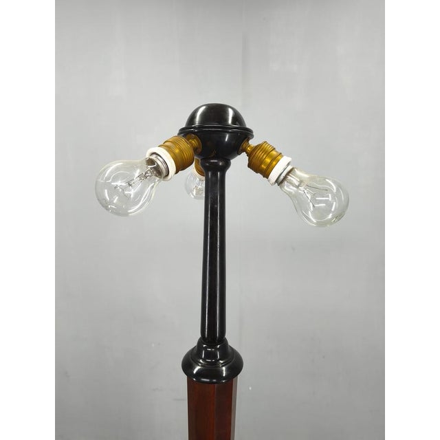 Art Deco Italian Wood and Metal Floor Lamp with Side Table, 1940s For Sale - Image 13 of 17