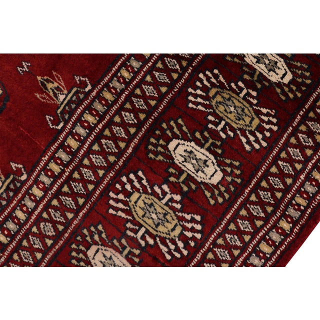 1990s Rustic Bokhara Red/Gray Hand Knotted Wool Rug For Sale - Image 5 of 9
