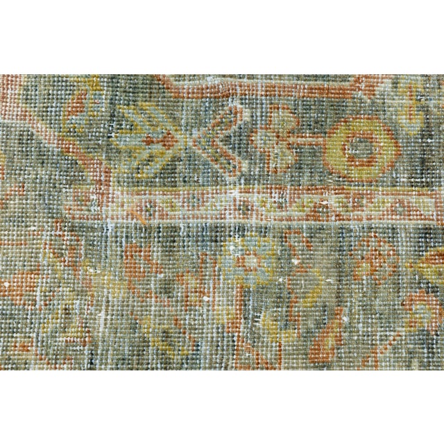 Textile Antique Mahal Wool Area Rug With Muted Sage Green & Terracotta Palette For Sale - Image 7 of 11