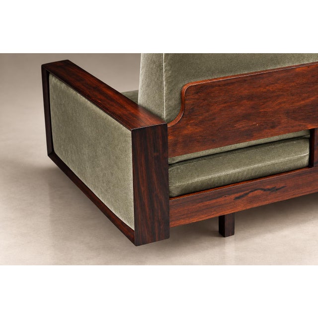 Celadon Brazilian Modern Rosewood Sofa in Celadon Mohair by Celina, Brazil, 1960s For Sale - Image 8 of 18