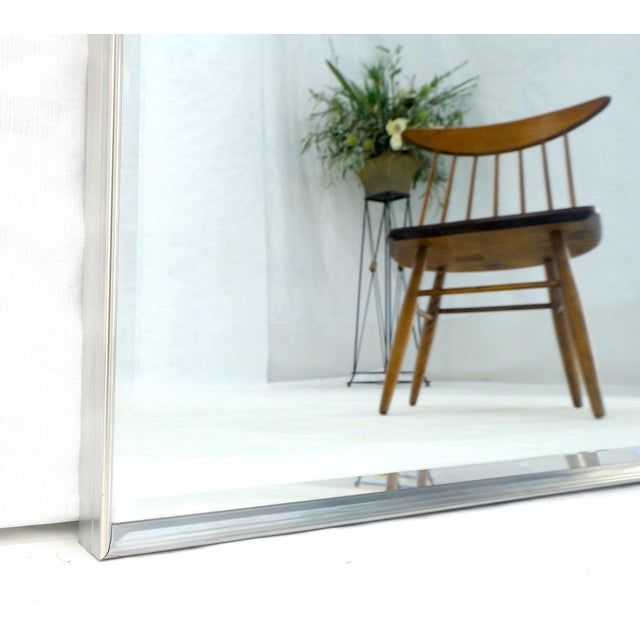 c1960s Large 37x61 Rectangle Solid Aluminum Frame Mid Century Modern Wall Mirror For Sale - Image 11 of 14