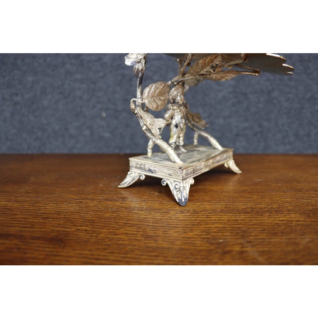 Victorian Figural Silver-Plate Tazza With Engraved Floral Tray For Sale - Image 10 of 18