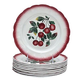 Midcentury French Cherries Plates, Set of 10 For Sale