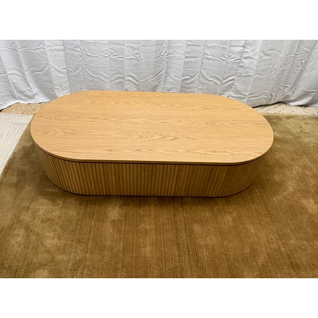 Contemporary Rh Byron Coffee Table — 64” Light Oak | Reeded American White Oak | Artisan Crafted For Sale - Image 3 of 18