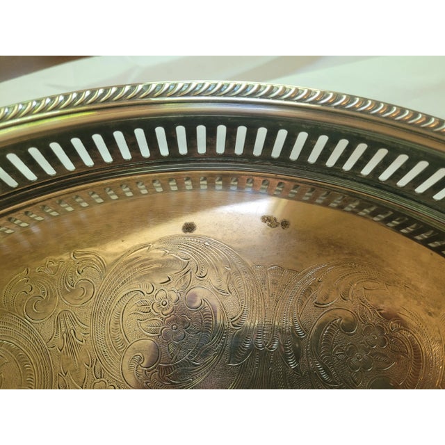 1960s Vintage Silver Plated Ornate Platter Serving Tray For Sale - Image 5 of 7
