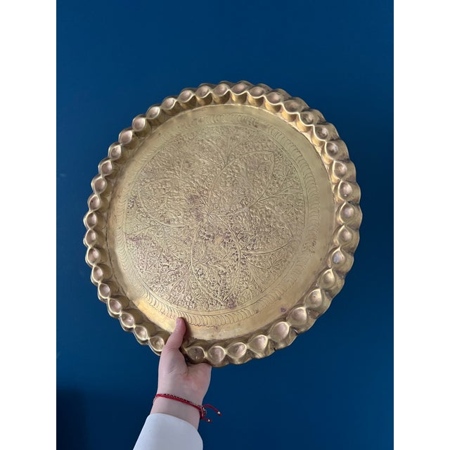 Metal Large 1900’s Brass Plate Wall Hanging/ Tray For Sale - Image 7 of 12