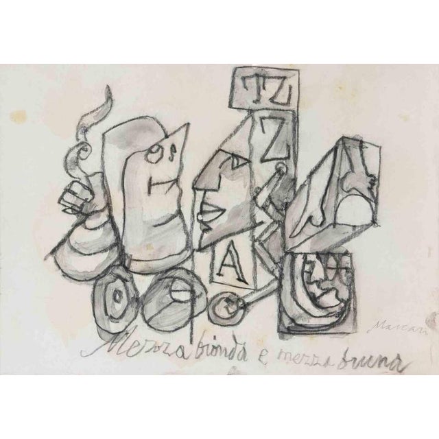 Charcoal and watercolor drawing on cardboard. Hand signed lower right. Very good condition. This piece is attributed to...