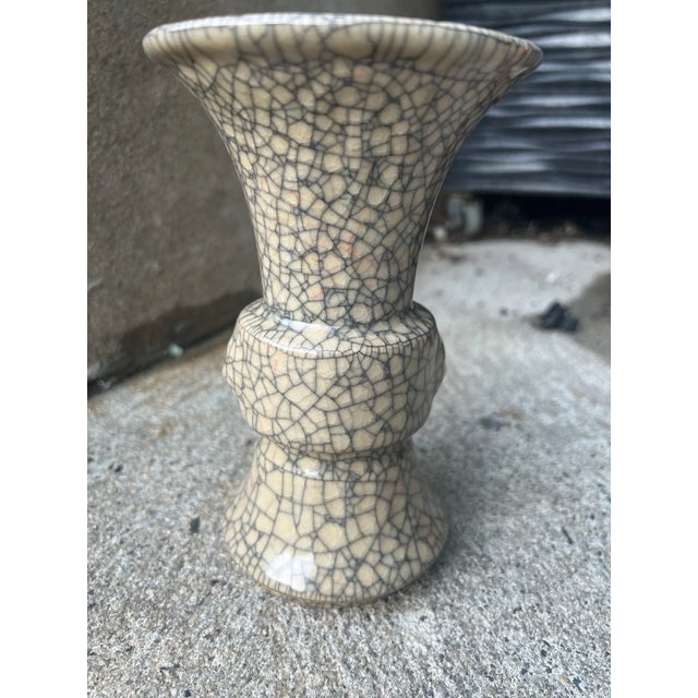 Rare Antique Chinese Ge Ware Crackle Glaze Vase - C. T. Loo Collection Export 1921 For Sale - Image 4 of 14