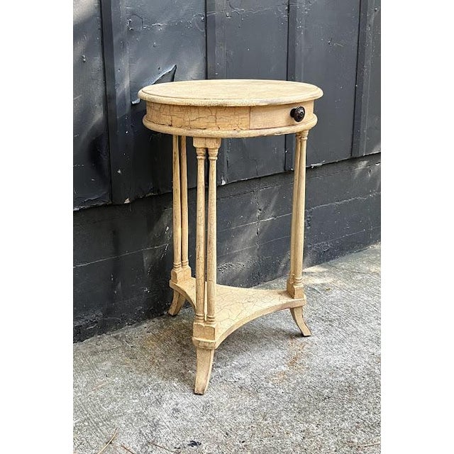 Ivory Crackled Round FrenchStyle Accent Table W/ Drawer Chairish