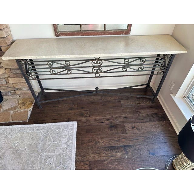 Late 19th Century Limestone Antique Iron Console For Sale - Image 10 of 11