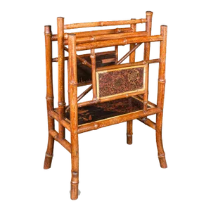 Antique Canterbury, Chinese, Bamboo Magazine Stand, Rack, Chinoiserie, Victorian