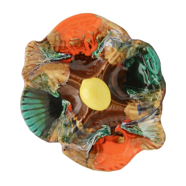 Mid-Century Modern Fish and Oyster Plates with Drip Glaze from Vallauris, Set of 3 For Sale - Image 3 of 16