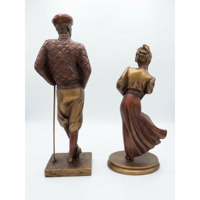 Austin Productions Vintage 1989 Austin Productions Gentleman & Lady Golfers – Pair of Sculptures For Sale - Image 4 of 9