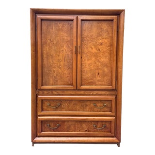 Mid 20th Century Vintage Henry Link Style Chinoiserie Burl Wood Veneer Dresser For Sale