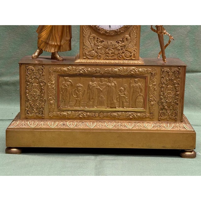 Empire Mantel Clock in Mercury-Gilt Bronze, France, Early 19th Century For Sale - Image 4 of 11