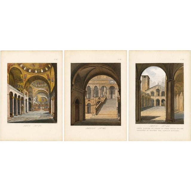 After Camille Bonnard, Venetian Interior & Architectural Views, 1845, Set of 3 For Sale - Image 9 of 9