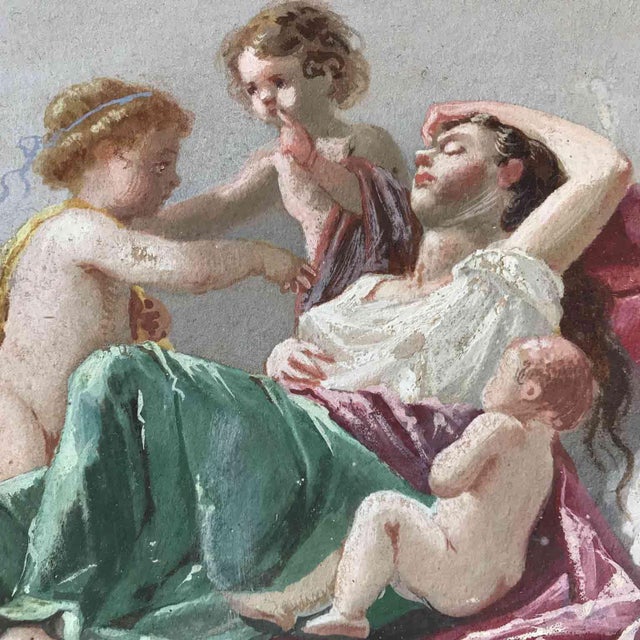 Ecstasy with Cupids, 1800s, Mixed Media For Sale - Image 8 of 12