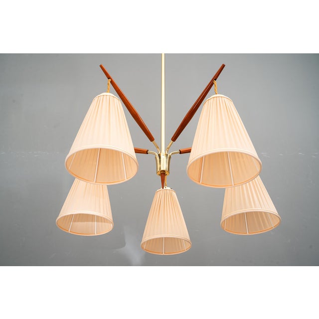 Chandelier with Fabric Shades from Rupert Nikoll, Vienna, 1950s For Sale - Image 17 of 18
